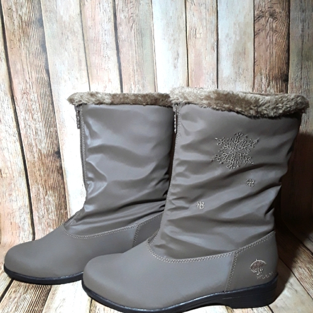 Totes Weather Protectors Taupe Boots Size 8